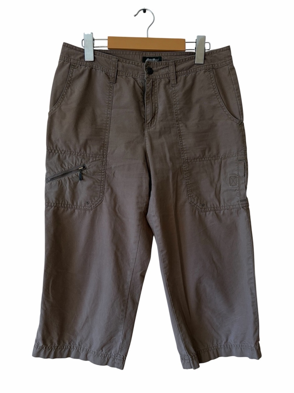 Eddie Bauer Brown Cargo Capri Crop Pants Hiking Utility Outdoor Y2K Lightweight